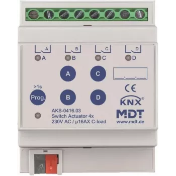 MDT AKS-0416.03 Actuador de conmutación 4 canales, 4TE, REG, 16A, 230VA (AKS-0416.03)