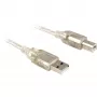Delock 82057 cable USB 2.0 Type-A macho a Type-B macho, 0,5 m, transparente