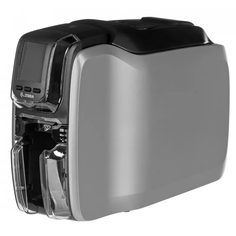 Impresora de tarjetas de plástico Zebra ZC300 – Sublimación de color/Termotransferencia, 300x300 DPI, LCD, alimentación de 100 hojas, Ethernet, Plata/Negro