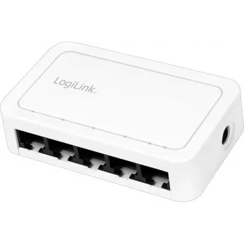 Switch de red LogiLink 5 puertos RJ45 Gigabit carcasa de plástico blanca