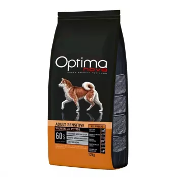 Pienso seco para perros Optimanova Adult Sensitive Salmón y Patata 12 kg para perros adultos con digestión sensible