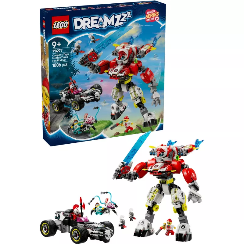 LEGO DREAMZZZ 71497 Cooper's Tiger Mech y Zero's Hot Rod Car