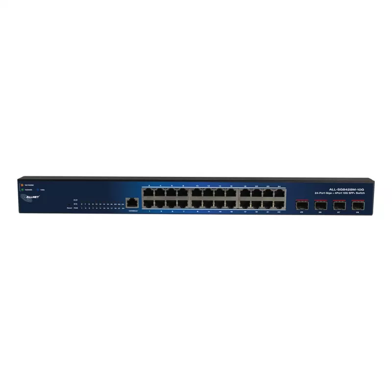 ALLNET switch smart managed Layer2 24 puertos • 24x GbE • 4x SFP+ • 19 • sin ventilador • ALL-SG8428M-10G