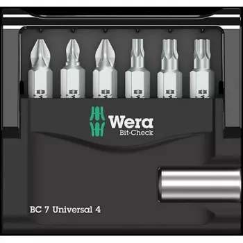 Wera Juego de puntas 7 piezas Bit-Check 7 Universal 4 05135810001 Phillips Phillips, Phillips Pozidriv, Torx interior (05135810001)