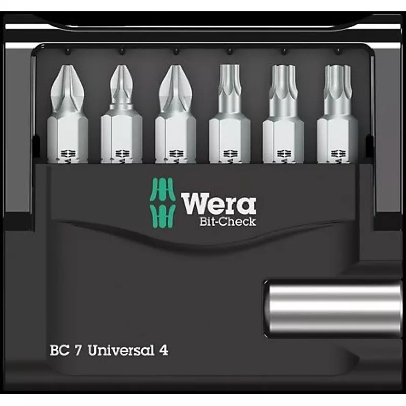 Wera Juego de puntas 7 piezas Bit-Check 7 Universal 4 05135810001 Phillips Phillips, Phillips Pozidriv, Torx interior (05135810001)
