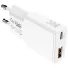 Cargador de dispositivo móvil de interior AC 4smarts 541509 — 100–240V, USB-A + USB-C, cable de 1,5 m, carga rápida, blanco