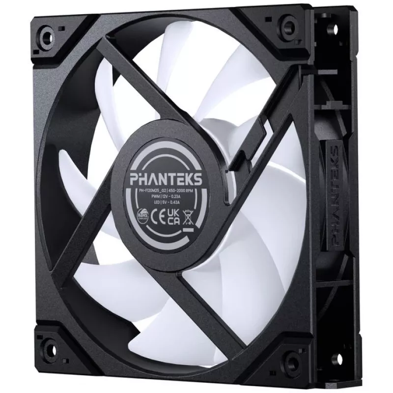 Phanteks M25 Gen2 PH-F120M25R_G2_DBK01 ventilador de caja 120 mm PWM D-RGB, Reverse Airflow, negro