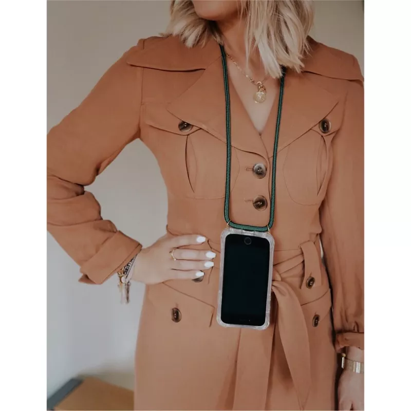 Funda con collar Lookabe para iPhone X / Xs — oro con cinta verde