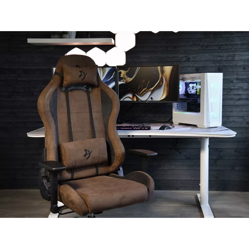 Silla gaming Arozzi Torretta SuperSoft – ergonómica marrón, diseño de soporte
