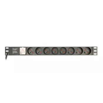 Unidad de distribución de corriente Gembird EG-PDU-014-FC14, 8 tomas AC, entrada C14, cable de 3 m, carcasa de aluminio 1U, 10 A, 3680 W