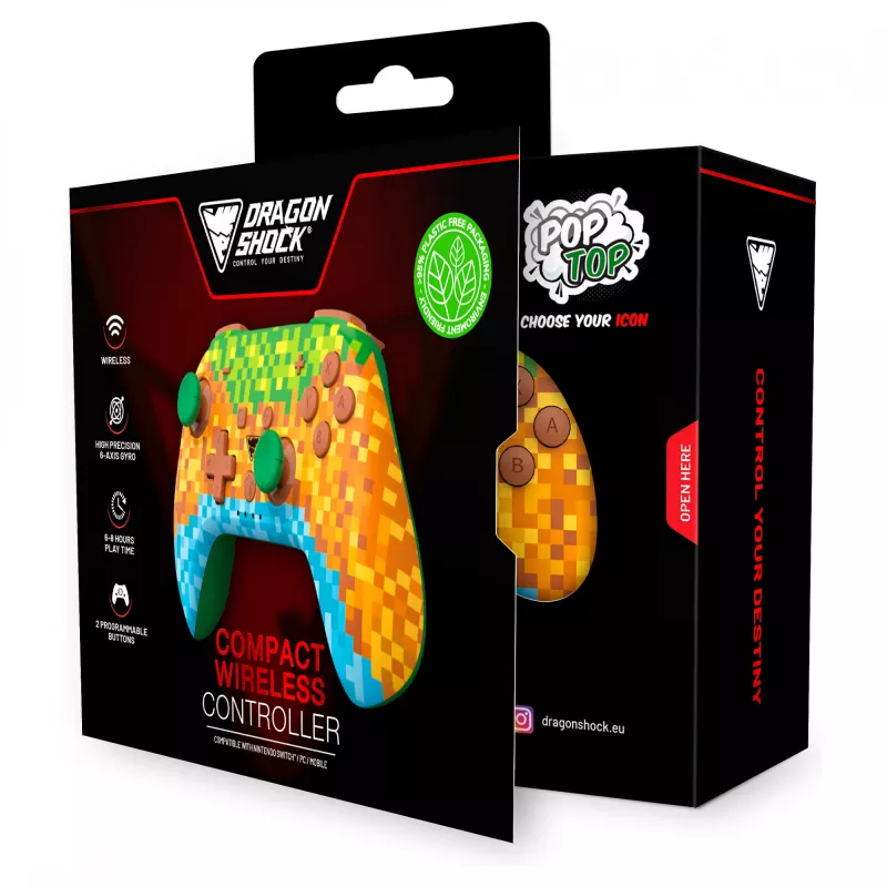 Dragonshock PopTop Compact - Mando - Nintendo Switch - Botón Atrás - D-Pad - Botón Home - Botón Reset - Inalámbrico - Bluetooth - USB Type-C (D