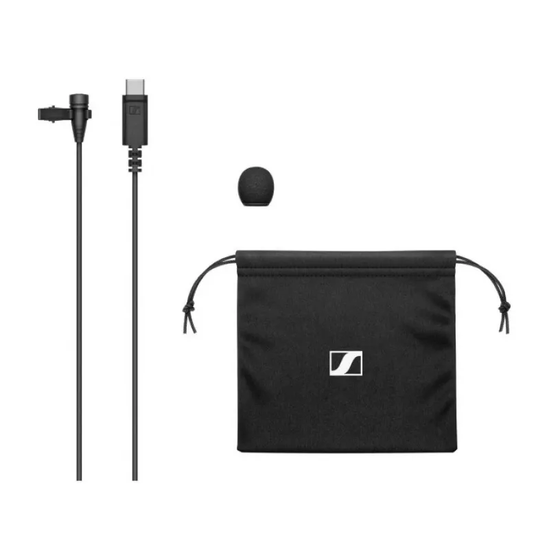 Micrófono de solapa Sennheiser XS LAV USB-C, condensador omnidireccional, USB-C con cable, cable de 2 m, 16 bits, 70–18 kHz