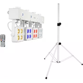 Set de luces LED para escenario EUROLITE KLS-180 blanco con soportes de altavoz BS-2, blanco