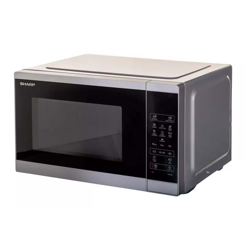 Microondas Sharp YC-MS252AE-S, encimera, 900 W, 25 L, 11 niveles de potencia, manejo táctil, plateado