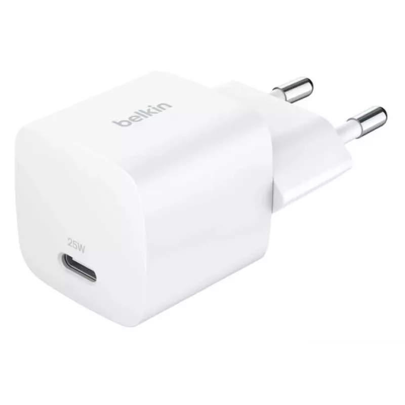 Cargador Belkin BoostCharge 25W USB-C PD (CA de interior) blanco — para consolas portátiles, smartphones, tablets
