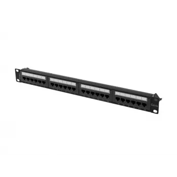 Patch panel 1U LANBERG PPUA-1024-B, 24 puertos, Cat6a, U/UTP, rack 1U, profundidad 102 mm, metal, negro