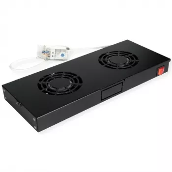 Unidad de ventiladores de refrigeración ROLINE 26.21.0271 — módulo de ventiladores de 19 inch con 2 ventiladores y termostato