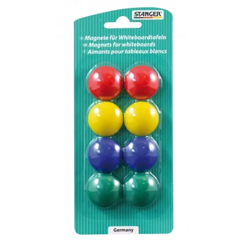 Imanes para pizarra blanca Stanger modelo 73002 set de 8 colores, pack de 8 marcadores redondos