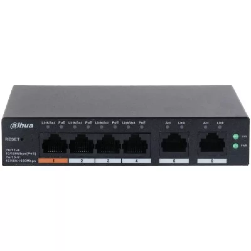 Conmutador de red Dahua Technology DH-CS4006-4ET-60 Managed L2 Gigabit Ethernet (10/100/1000) Power over Ethernet (PoE) negro