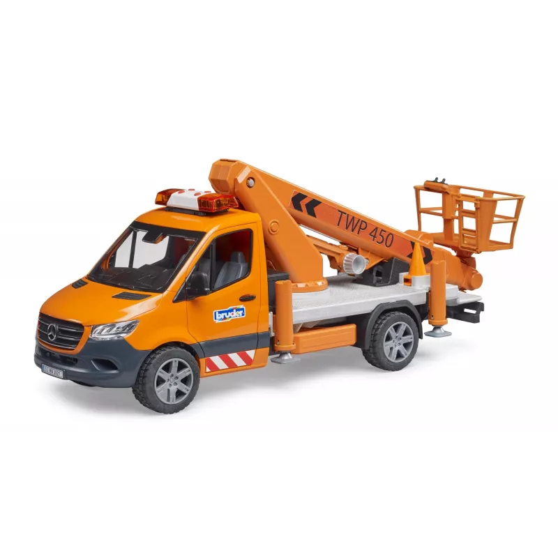Vehículo BRUDER MB Sprinter plataforma elevadora edad recomendada 3+