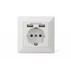 Toma de corriente de seguridad para montaje empotrado Digitus DA-70613 con 2 puertos USB