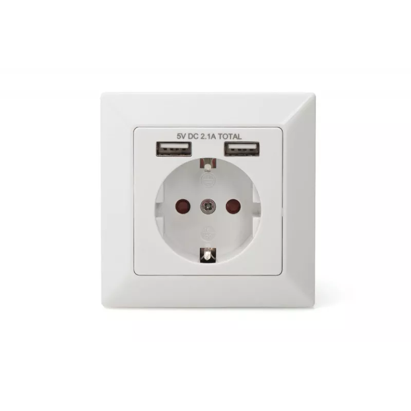 Toma de corriente de seguridad para montaje empotrado Digitus DA-70613 con 2 puertos USB