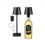 Beper P201UTP118 lámpara de mesa LED recargable, 1,5 W, interruptor táctil, regulable, adaptador para botella de 33 mm, resistente al agua, negra