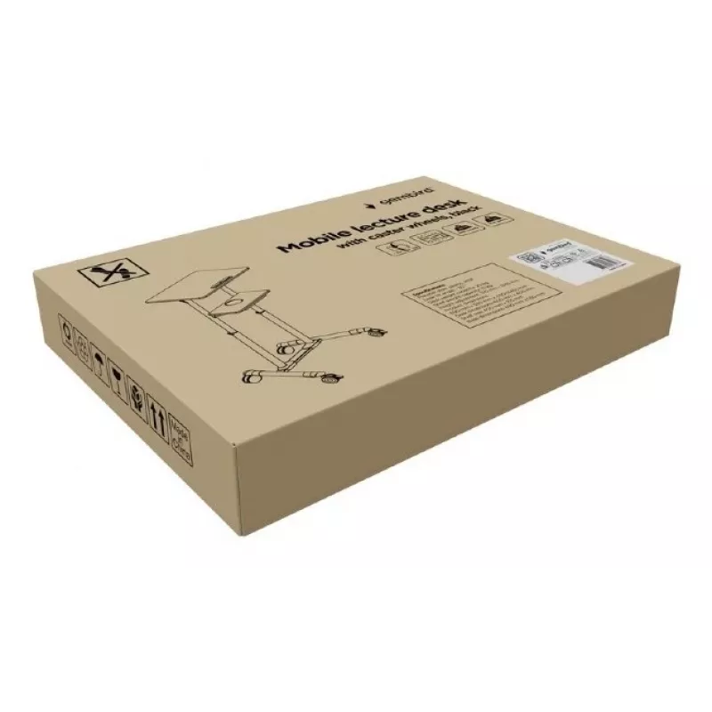 Gembird TVS-DESK-01-BK escritorio de pie móvil con ruedas, altura regulable 111–134,5 cm, inclinación 30°, máx. 20 kg, negro