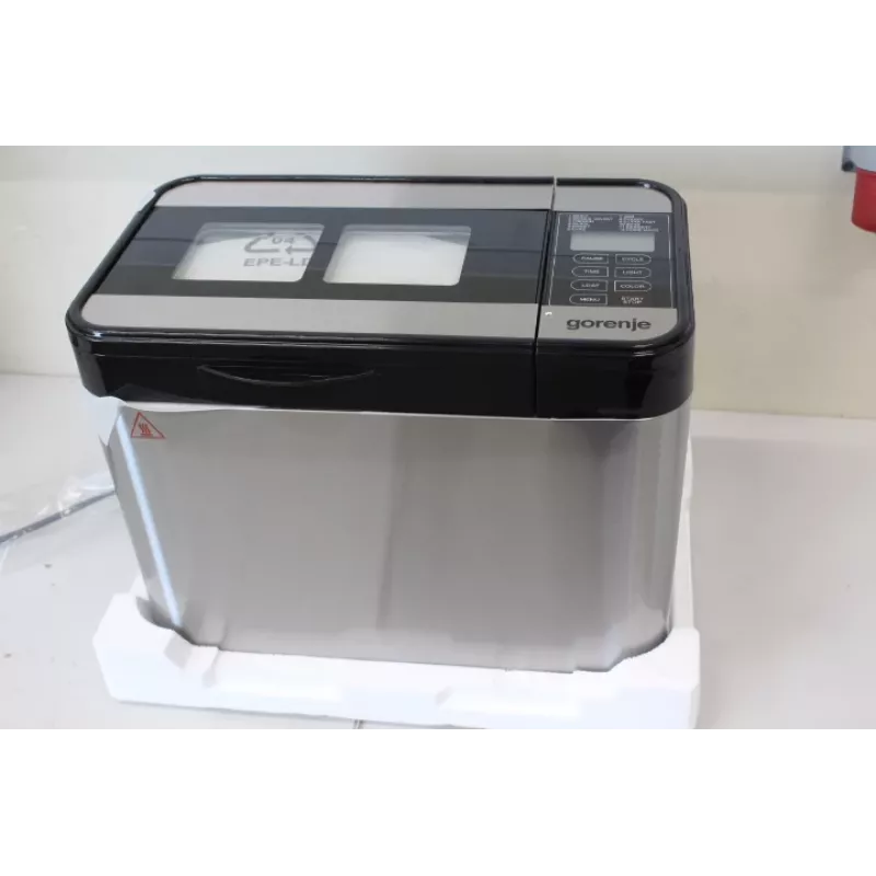 Máquina de pan Gorenje BM1400E — 815 W, 12 programas, LCD, acero inoxidable, pan de 1400 g, molde doble
