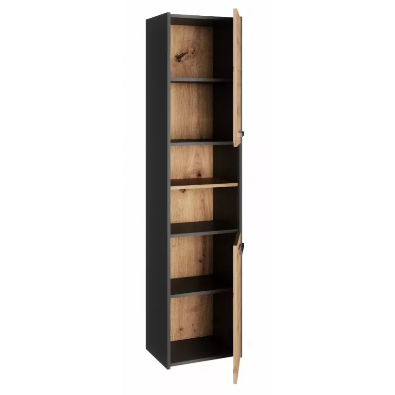 Armario alto de baño top e shop S40 ANTHRACIT/ARTISAN, de pie, 400×300×1700 mm, 6 estantes, 2 puertas