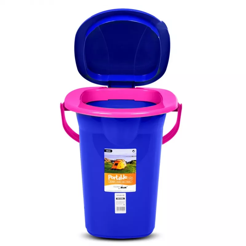 GreenBlue GB320BR cubo inodoro portátil para camping, azul marino y rosa