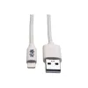 Eaton Tripp Lite Series cable USB-A a Lightning de sincronización/carga (M/M) - certificado MFi, blanco, 6 ft. (1,8 m) - cable de datos/alimentación - USB macho a Lightning