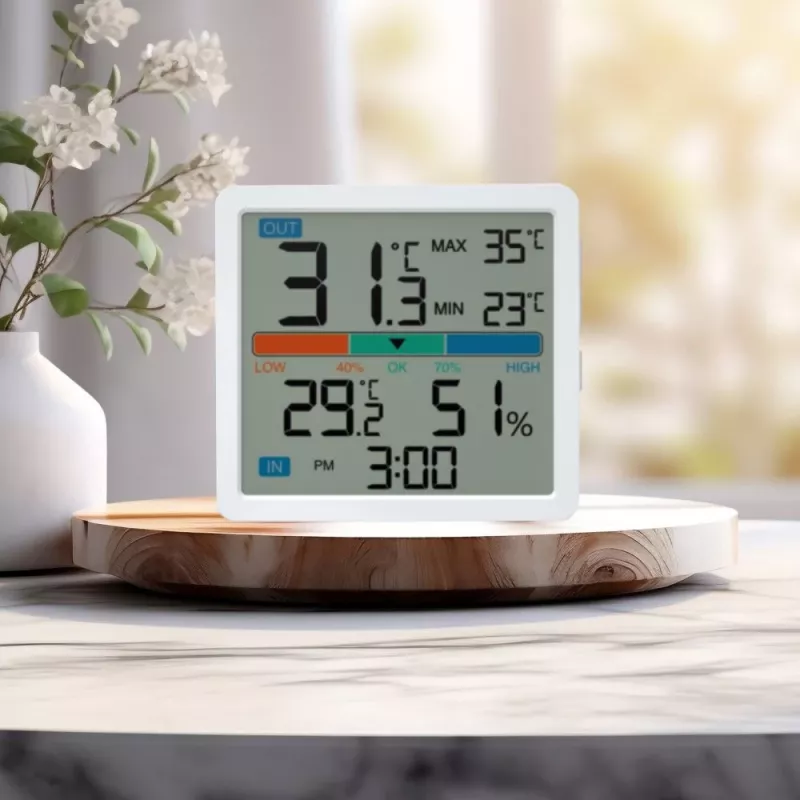 Manta MTO002W estación meteorológica con sensor externo, termómetro/higrómetro, reloj, blanca