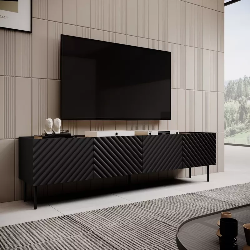 Mueble TV 4D ONDA 200x40x35-54 negro (vertical o montado en pared)