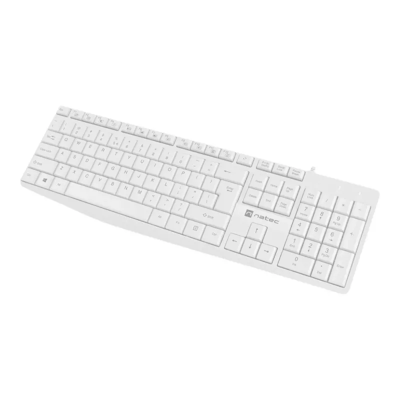 Teclado completo con cable NATEC NAUTILUS NKL-1951, 105 teclas, US International QWERTY, blanco, USB, 1,8 m