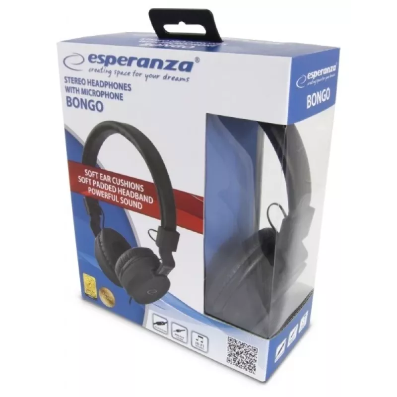Auriculares ESPERANZA BONGO EH212K — con cable, diadema, 20–20000 Hz, cable de 1,5 m, negro