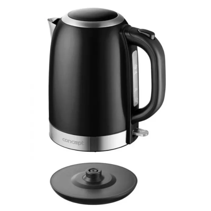 Hervidor de agua Concept Solution RK3245 — 1,7 l, 2200 W, acero inoxidable, Negro