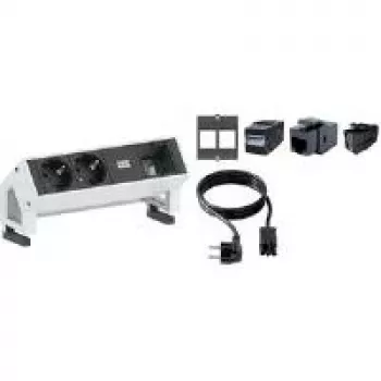 Alargador de corriente Bachmann 902.403 0,204 m 2 tomas AC Negro Acero inoxidable