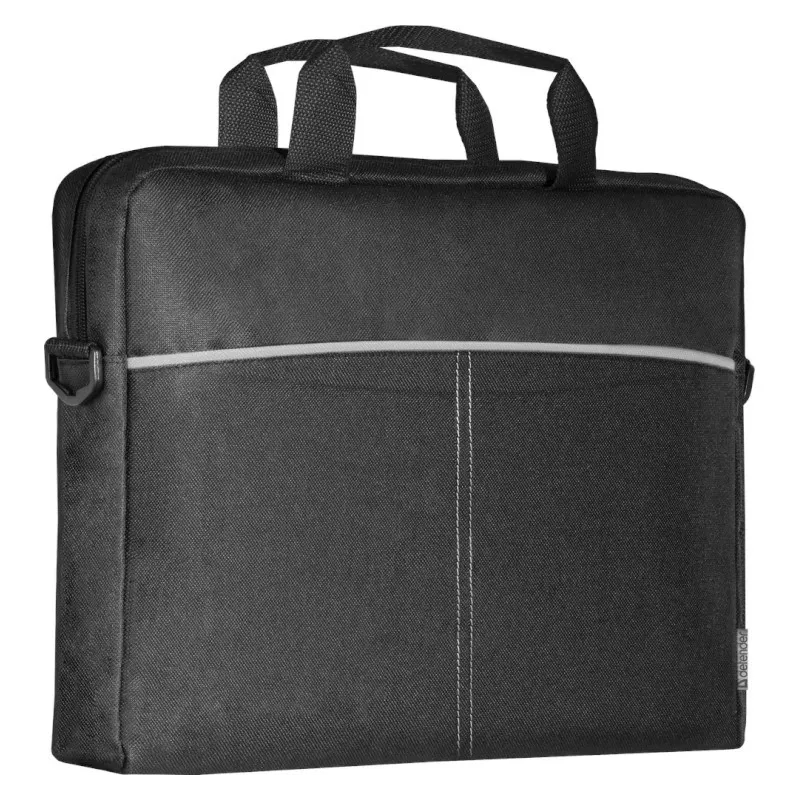 Funda para portátil DEFENDER Lite 39,6 cm (15,6 inch) negro/gris, poliéster, cremallera, asa de transporte, correa de hombro extraíble