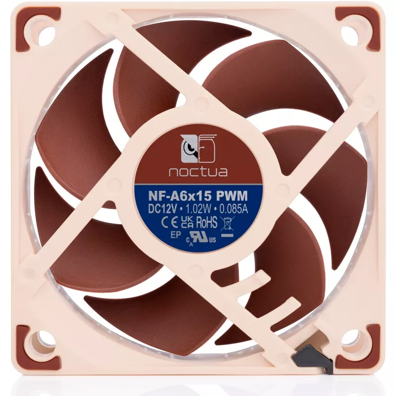 Ventilador de caja Noctua NF-A6x15 PWM 60mm, control PWM, diseño silencioso