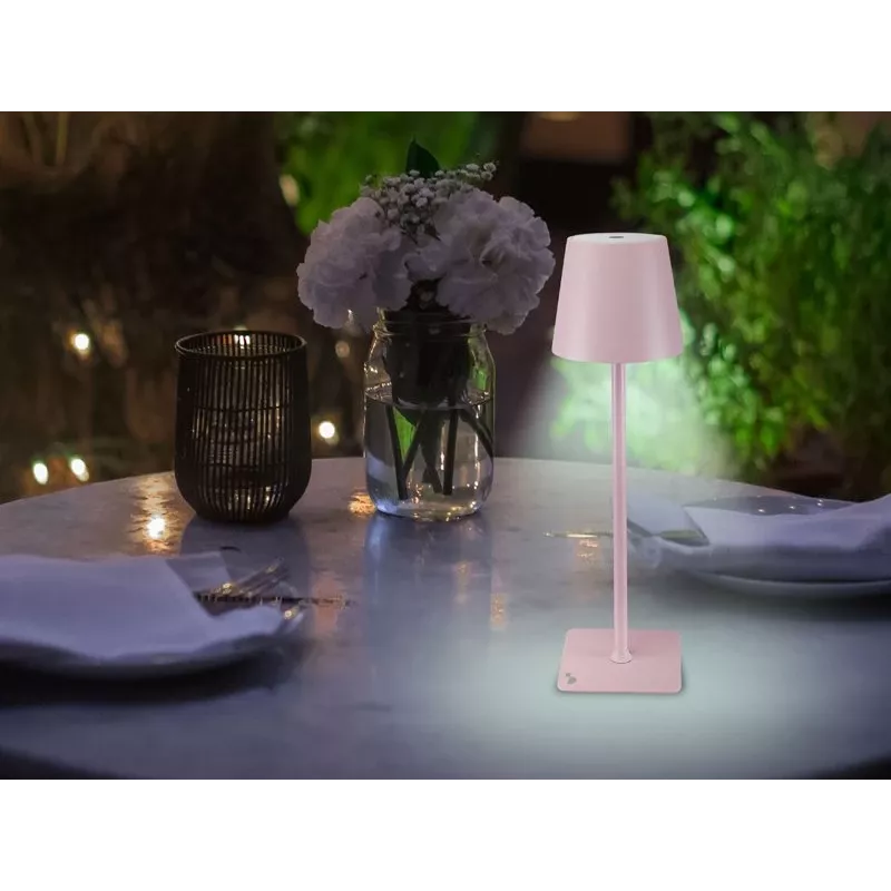 Beper P201UTP125 lámpara de mesa LED recargable, táctil, regulable, IPX4, rosa
