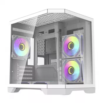 Caja de ordenador Darflash FT350 + 5 ventiladores aRGB (blanca)