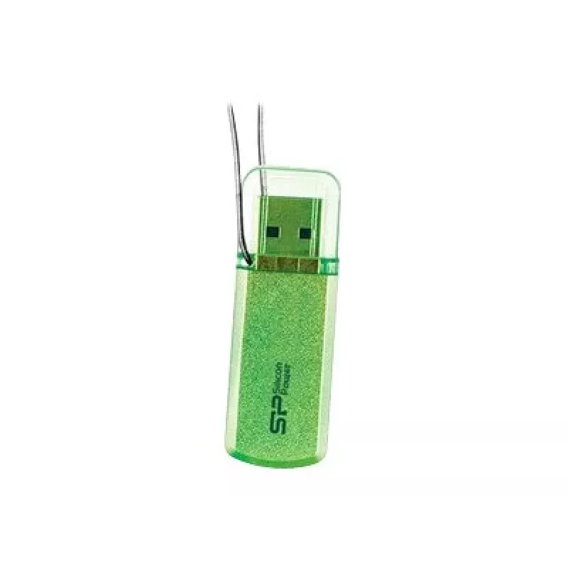 Memoria USB Silicon Power Helios 101 — 8 GB, USB 2.0, Type-A, verde, diseño con tapa