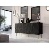 Cama Meble JUNGLE cómoda 152x40,5x74,5 cm, negro mate con patas doradas