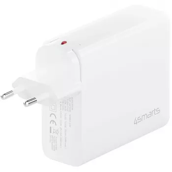 Cargador rápido de interior 4smarts 545200 — 200 W, 4× USB-C, 100–240 V, cable de 1,5 m, blanco
