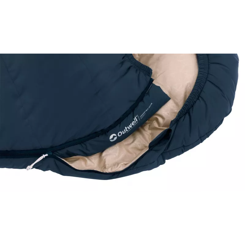 Saco de dormir Outwell infantil forma momia poliéster azul — 1700 mm de largo, 630 mm de ancho, para usuarios de hasta 150 cm