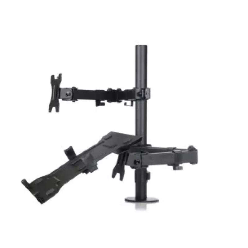 Soporte de escritorio ART L-24 para monitor LED/LCD de 13-32" + portátil de 10-15,6", VESA 75x75/100x100, negro