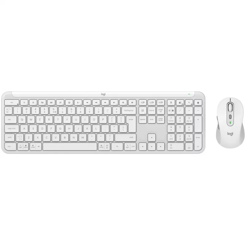 Logitech Signature Slim Combo MK950 - conjunto de teclado y ratón - 100% tamaño completo - inalámbrico - Bluetooth 5.1 LE - QWERTY - US International - off-white (920-012491)