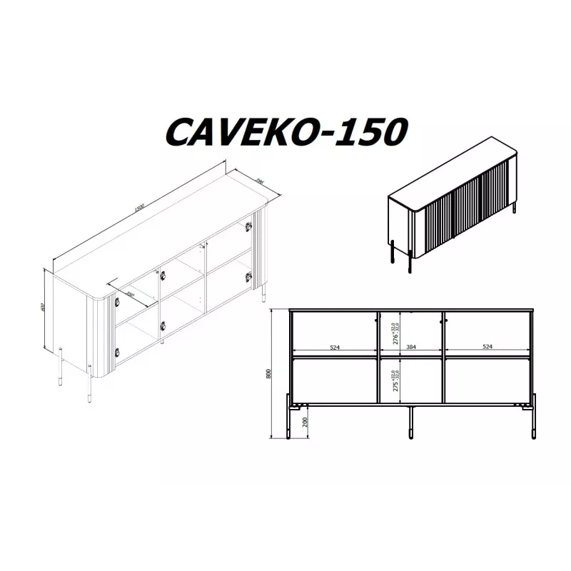 Cómoda Cama VERA 150x40x80 negro mate