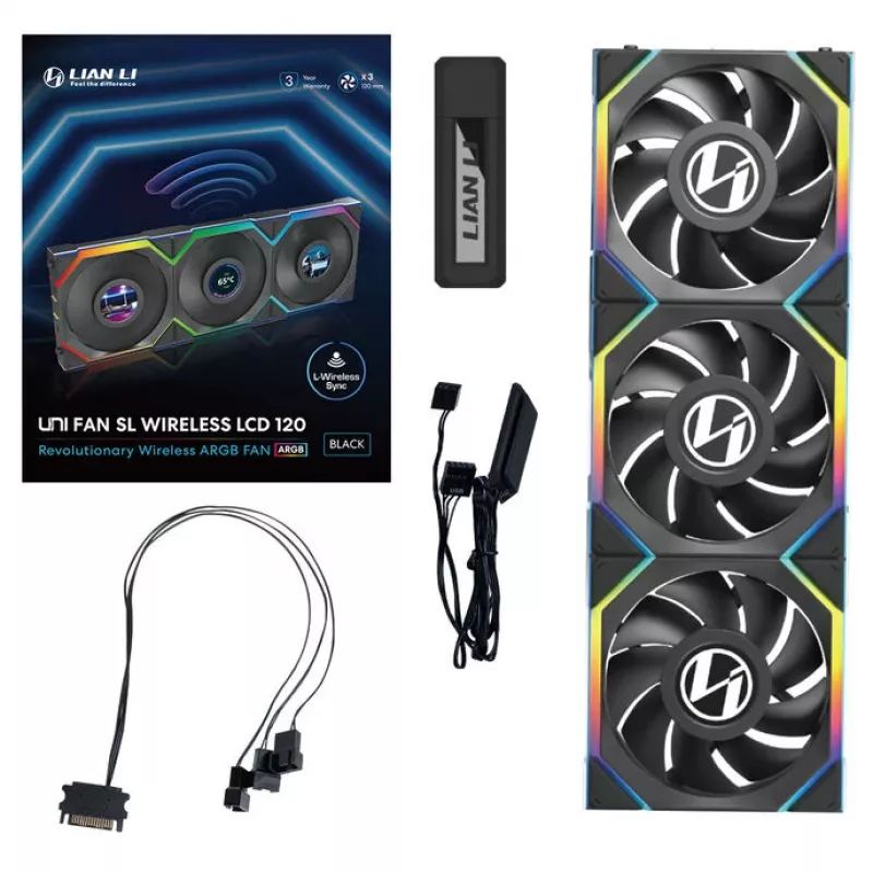 Lian Li UNI FAN SL Wireless LCD 120 negro 3 uds.